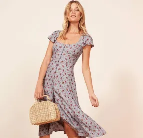 Floral Square Neck Midi Dress