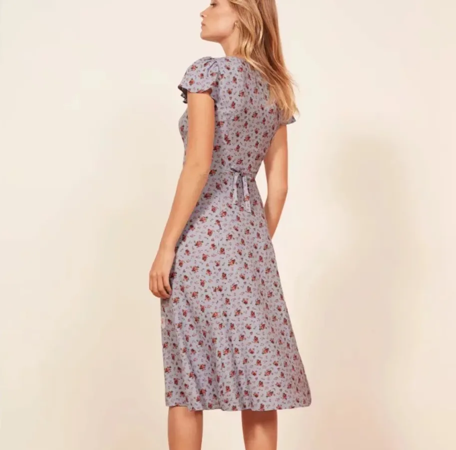 Floral Square Neck Midi Dress