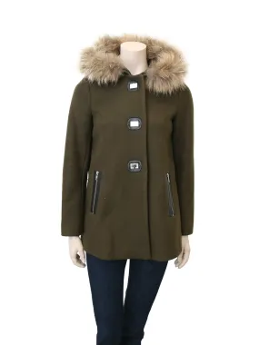 Fur-Trimmed Wool Coat