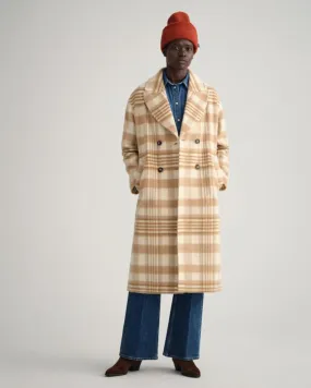 Gant Apparel Womens CHECKED OVERCOAT 291/LIGHT BEIGE MELANGE