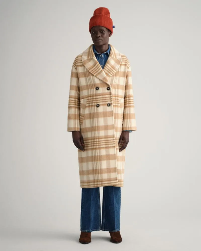 Gant Apparel Womens CHECKED OVERCOAT 291/LIGHT BEIGE MELANGE