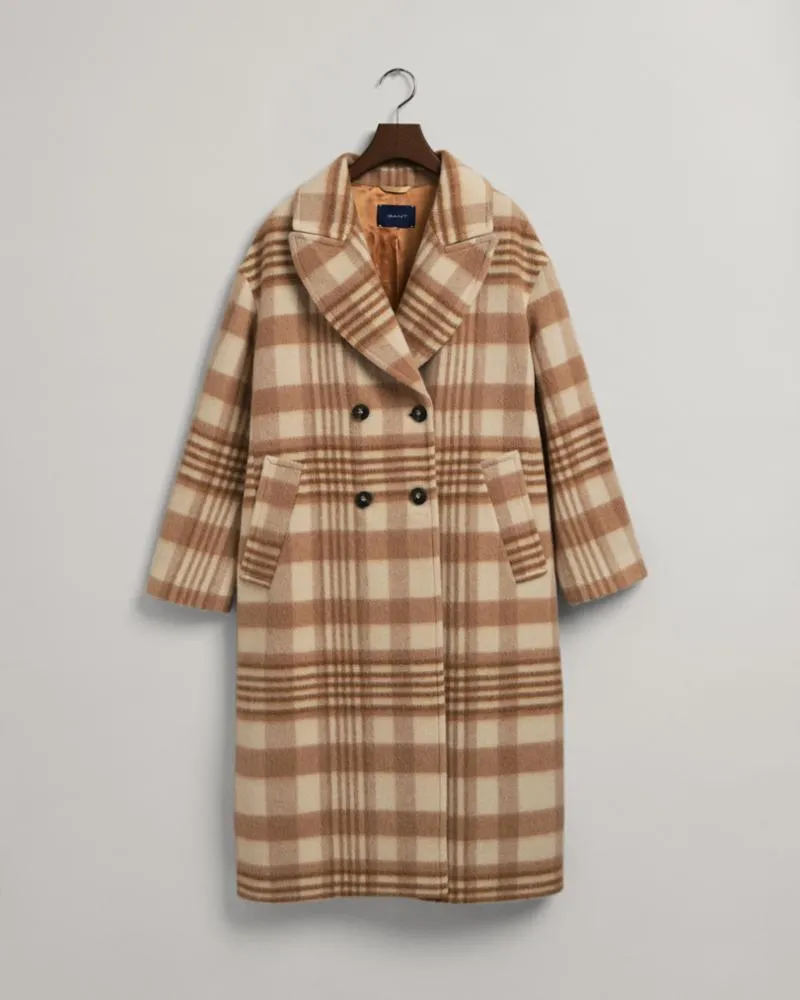 Gant Apparel Womens CHECKED OVERCOAT 291/LIGHT BEIGE MELANGE