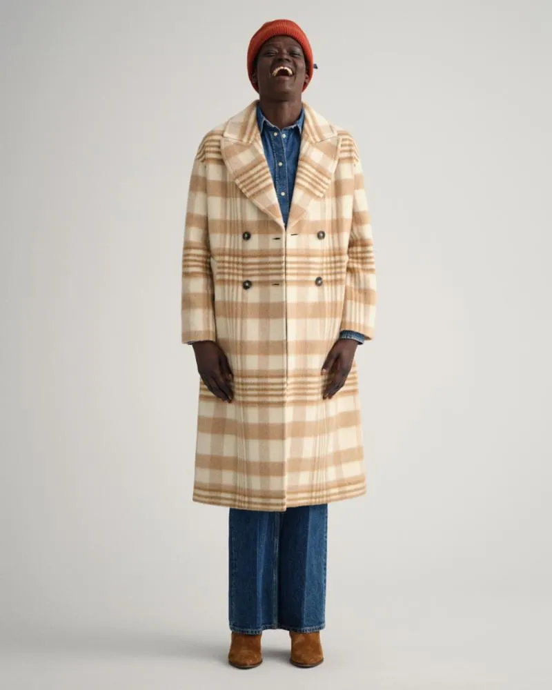 Gant Apparel Womens CHECKED OVERCOAT 291/LIGHT BEIGE MELANGE