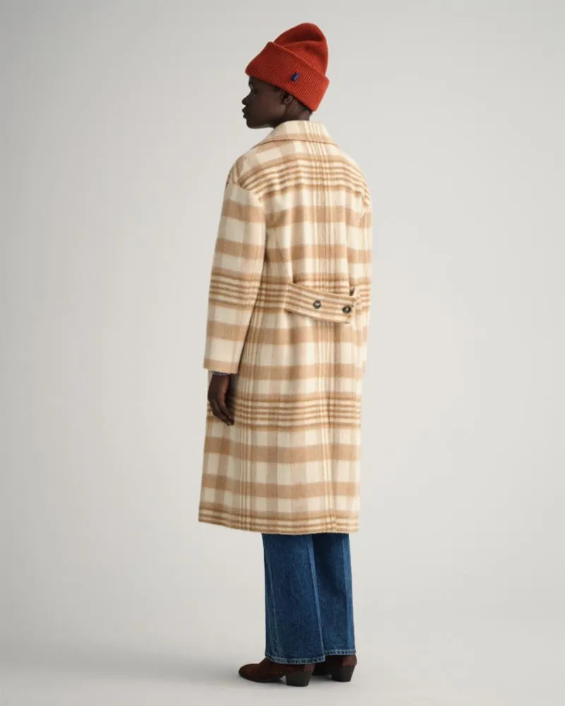 Gant Apparel Womens CHECKED OVERCOAT 291/LIGHT BEIGE MELANGE