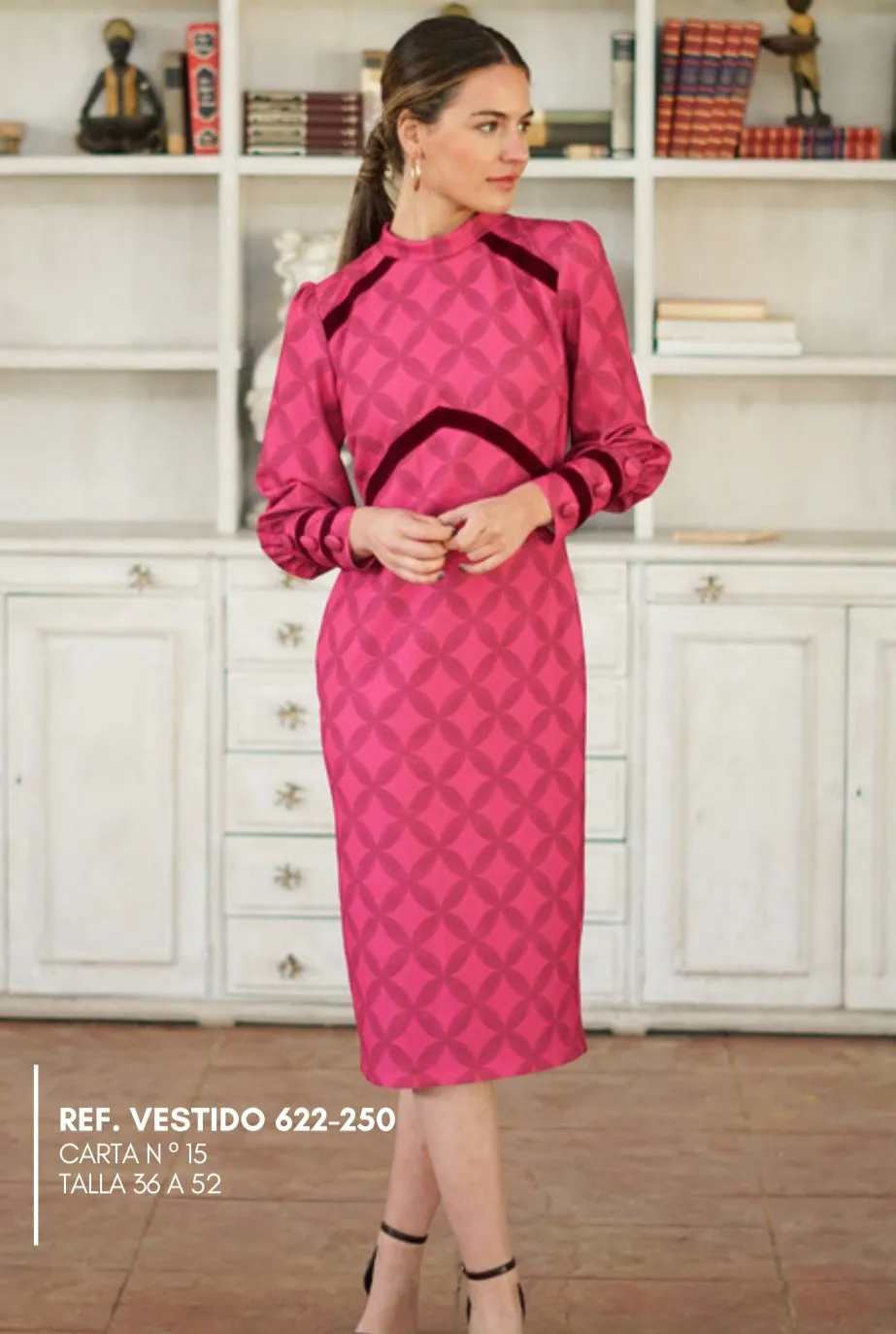 Geo Print dress with Velvet Piping