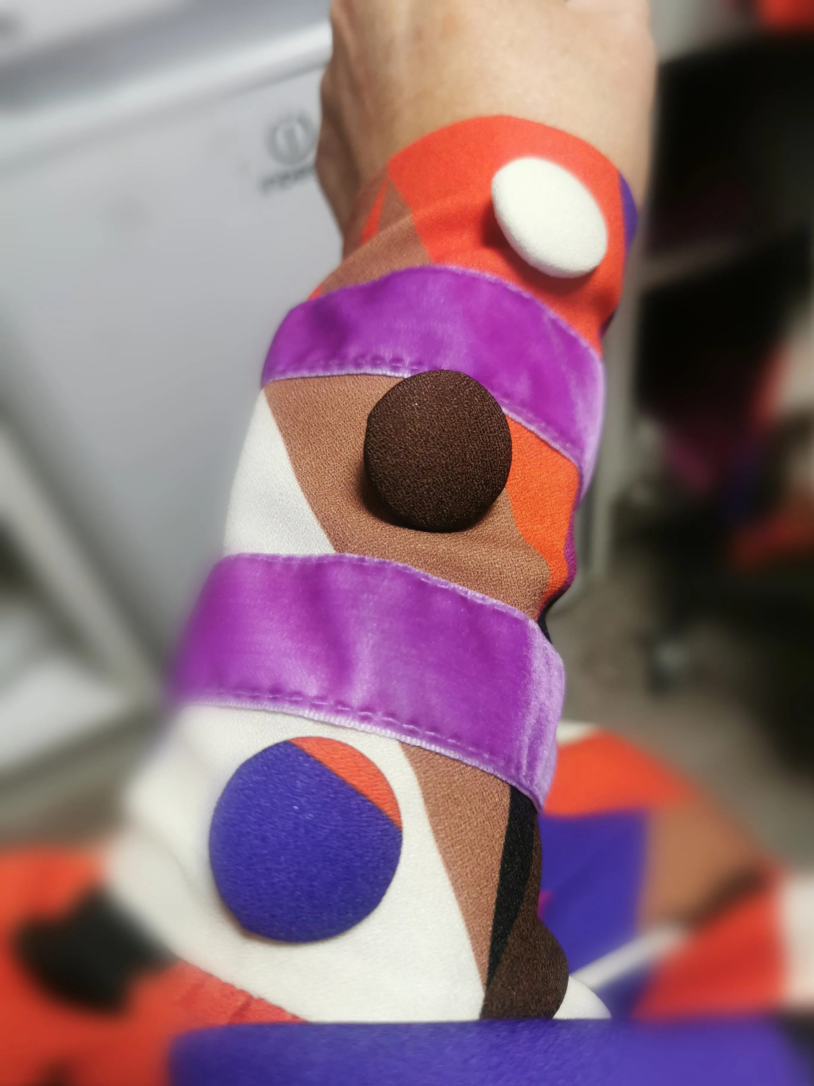 Geo Print dress with Velvet Piping