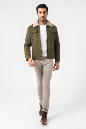 Green Faux Suede Jacket
