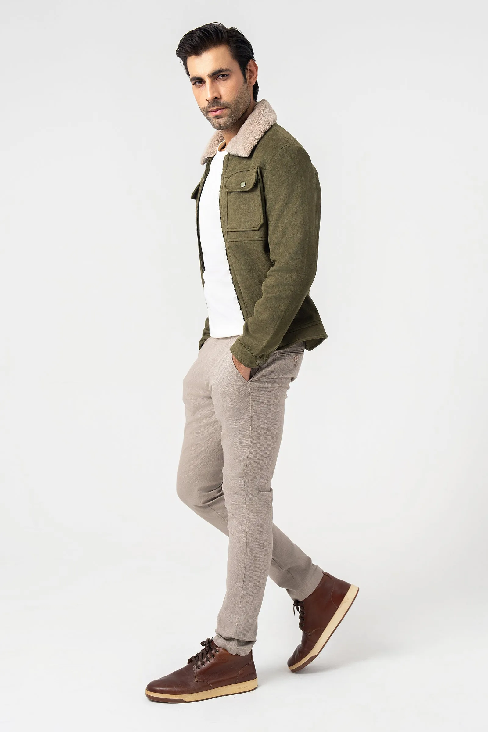 Green Faux Suede Jacket