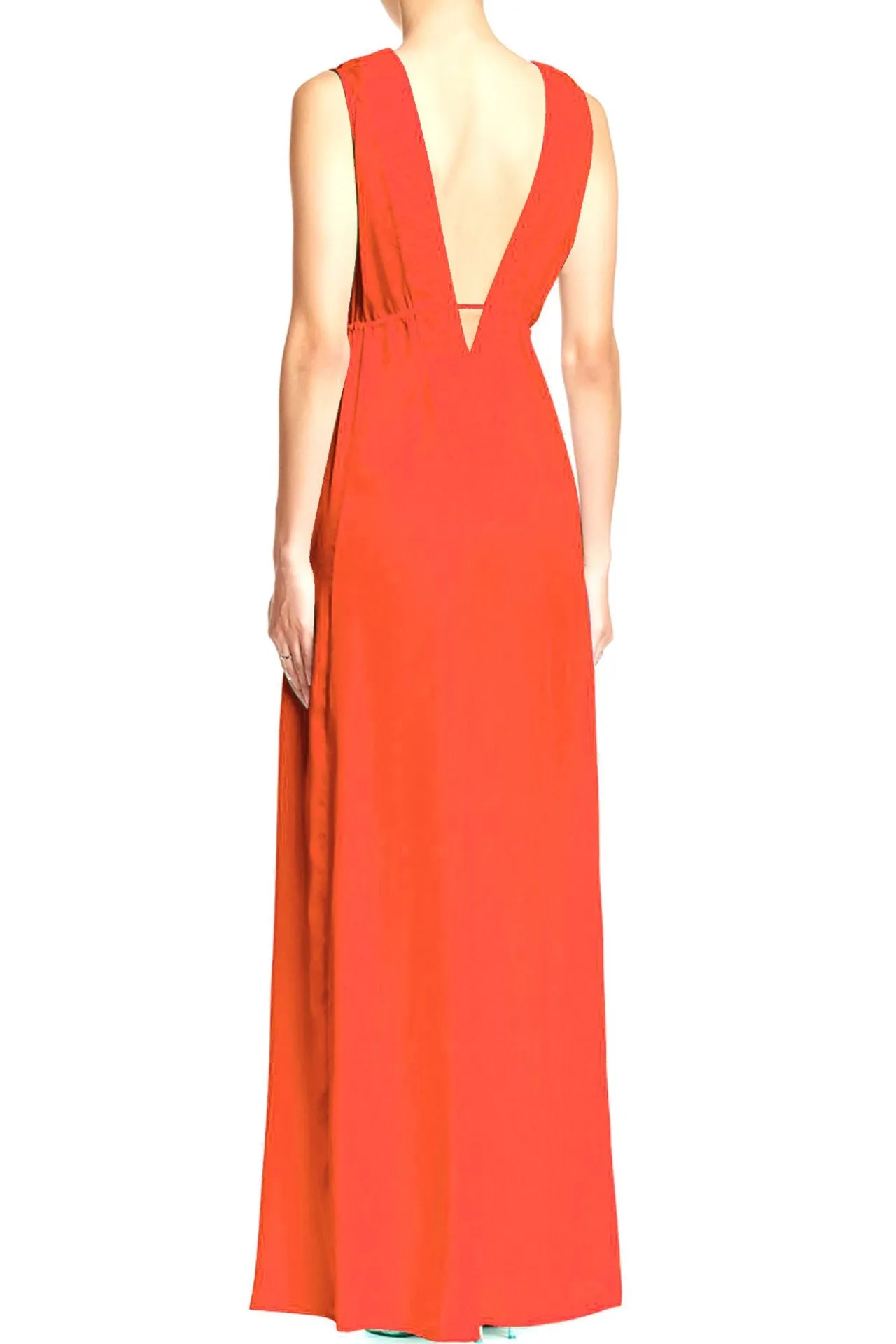 High Slit Floor Length Orange Dress