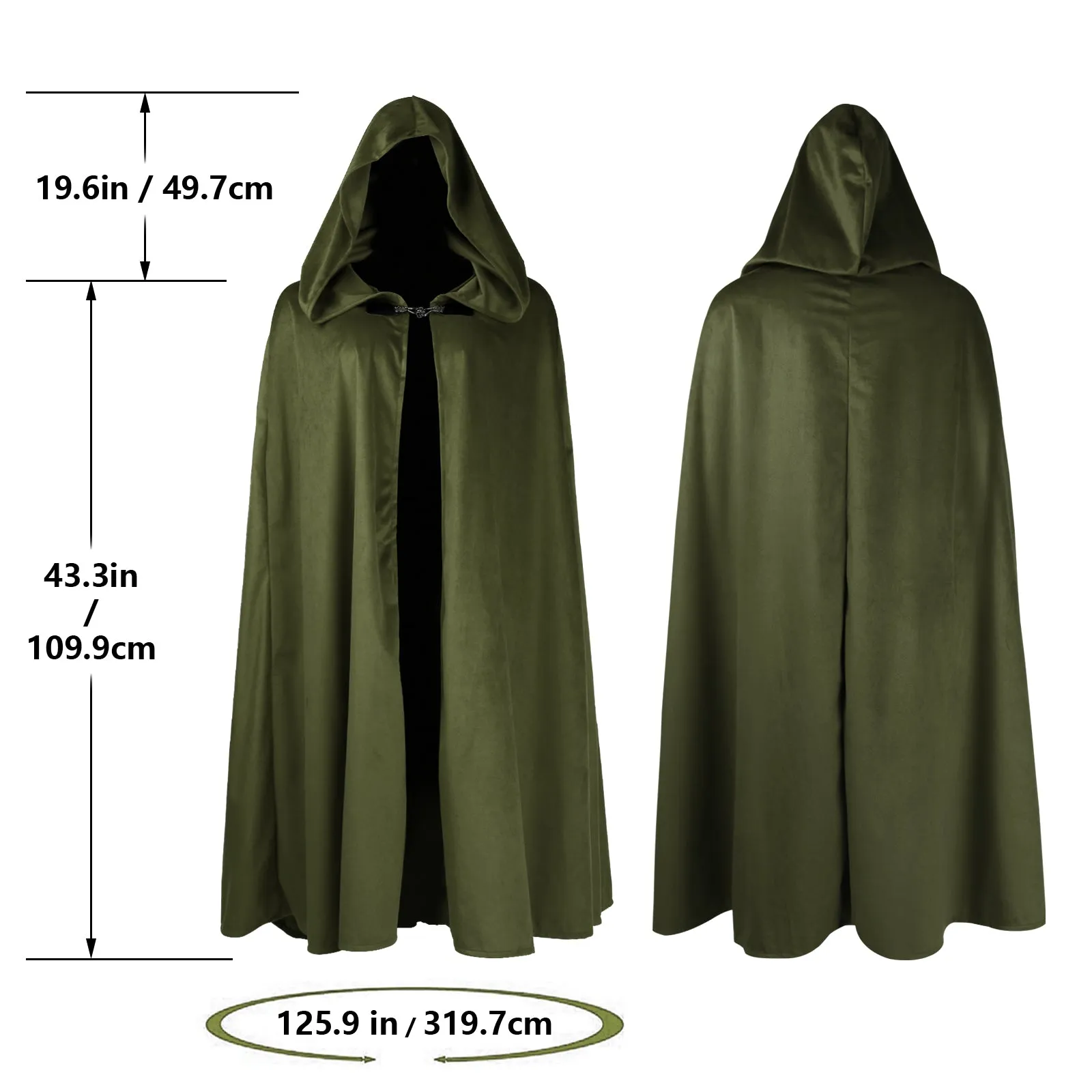 HOMELEX Hooded Cloak - Renaissance Medieval Hobbit Halloween Cosplay Cape for Men & Women