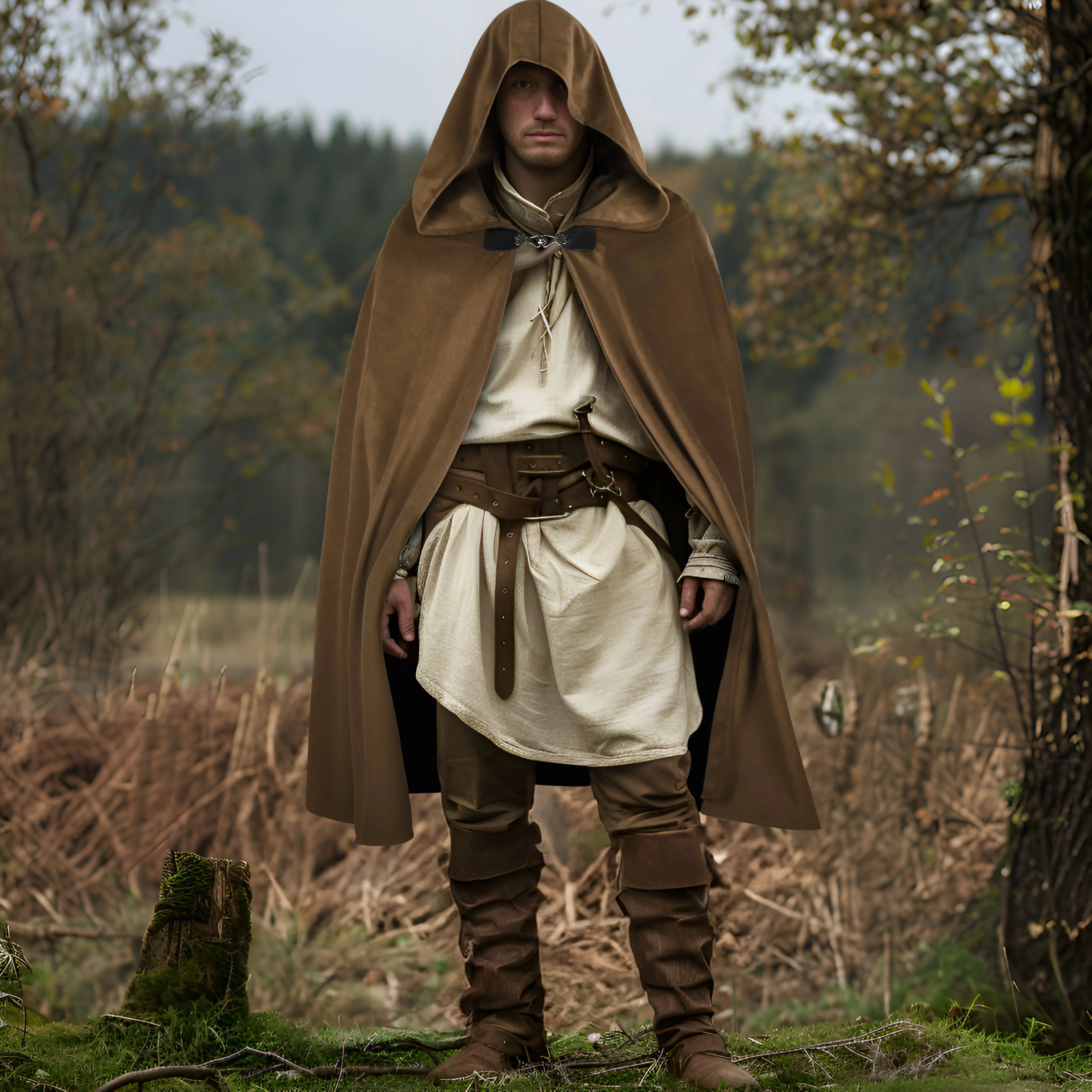 HOMELEX Hooded Cloak - Renaissance Medieval Hobbit Halloween Cosplay Cape for Men & Women