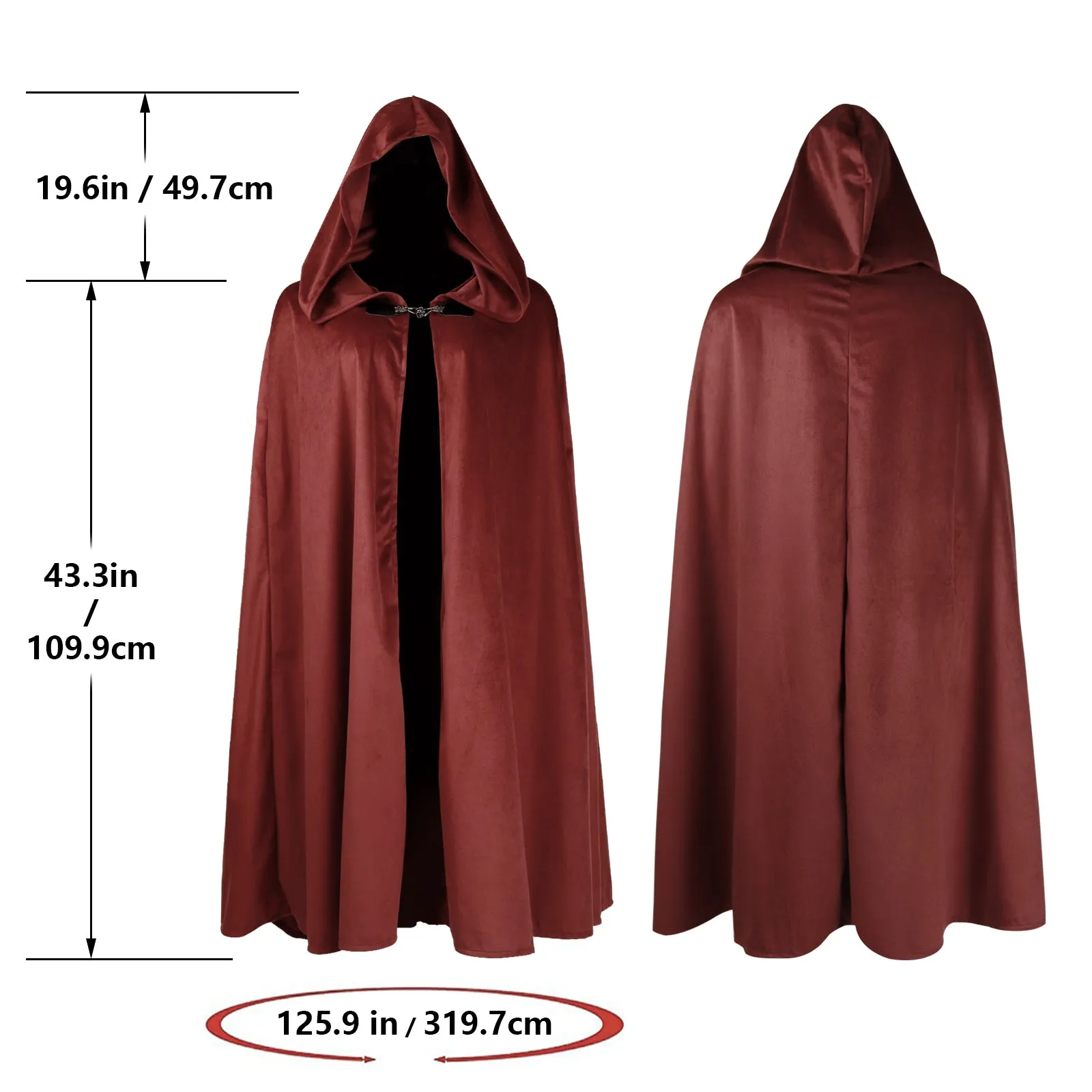 HOMELEX Hooded Cloak - Renaissance Medieval Hobbit Halloween Cosplay Cape for Men & Women