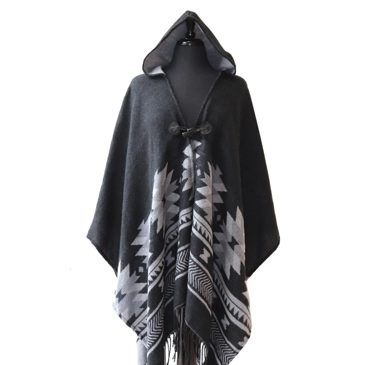 Hooded Poncho - Vision of Our Ancestors by Leila Stogan