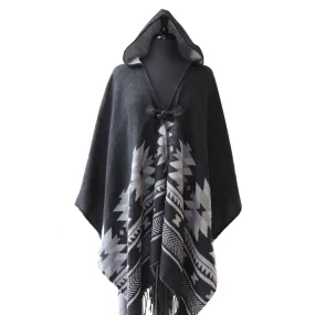 Hooded Poncho - Vision of Our Ancestors by Leila Stogan