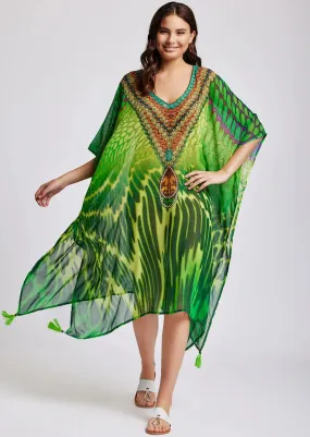 Iconique Poncho Fuego Kaftan - Multi Green