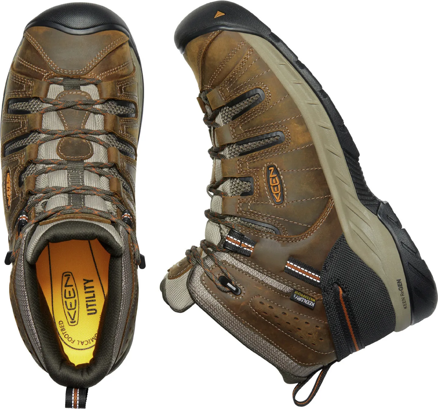 'Keen Utility' Men's Flint II Mid EH WP Soft Toe - Black Olive / Brindle