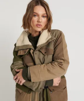 KHAKI PATCHWORKED DEFENDER COAT