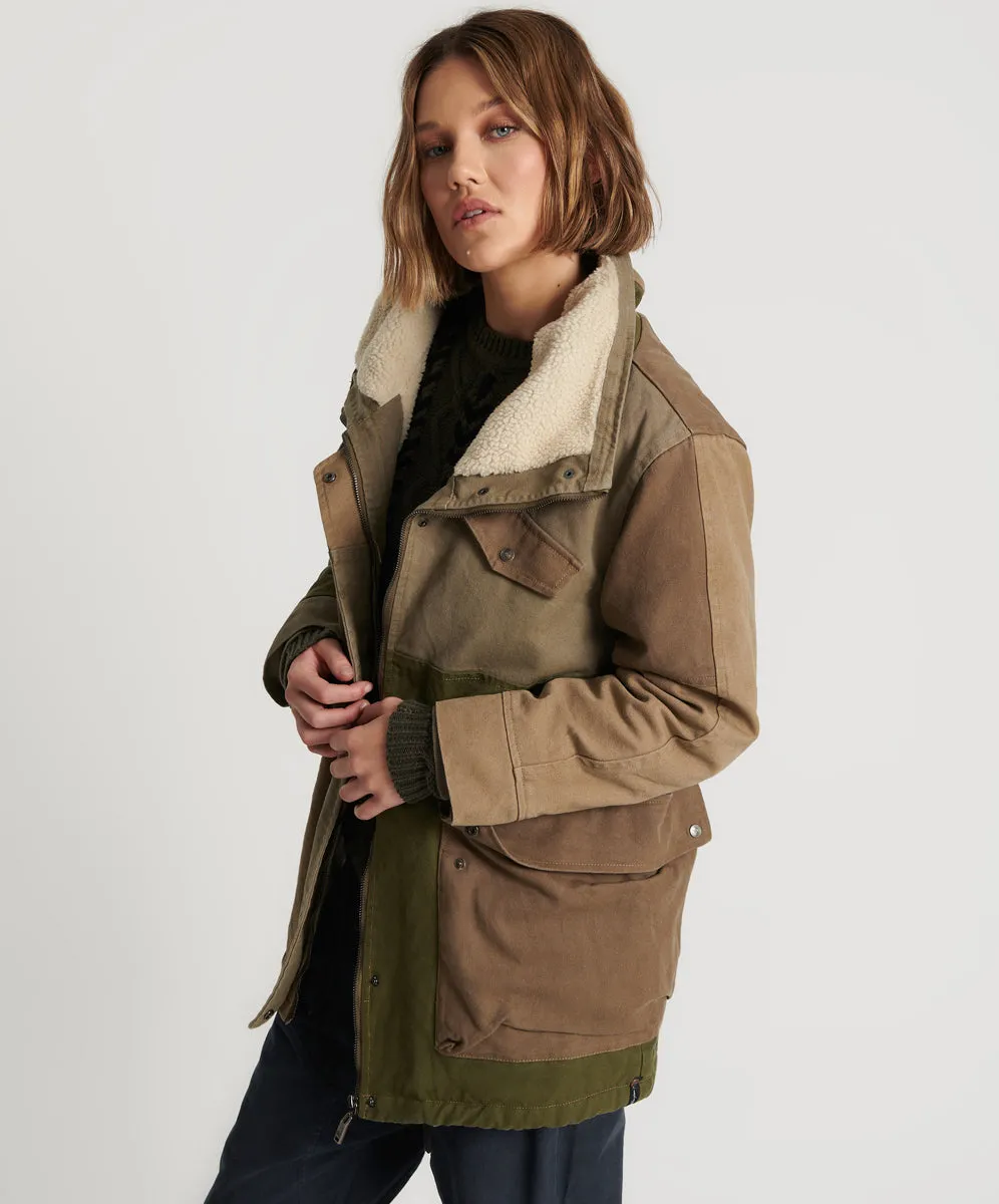 KHAKI PATCHWORKED DEFENDER COAT