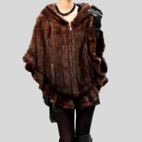 Knitted Genuine Mink Fur Poncho