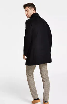 Lauren Ralph Lauren Men's Classic Fit Double Breasted Overcoat Coat Black 40S