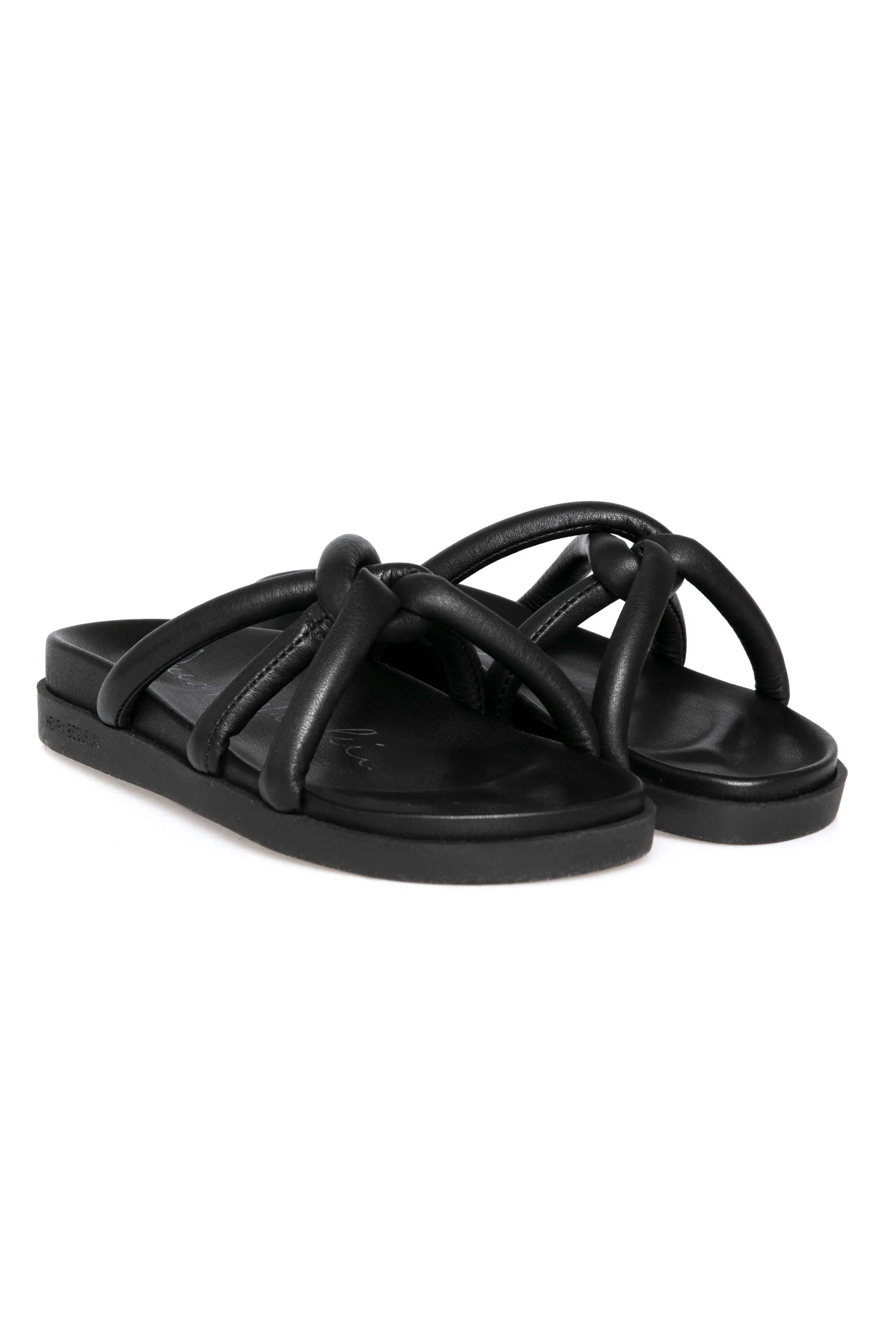 Leather Nodo Slide Sandal in Cervo Nero
