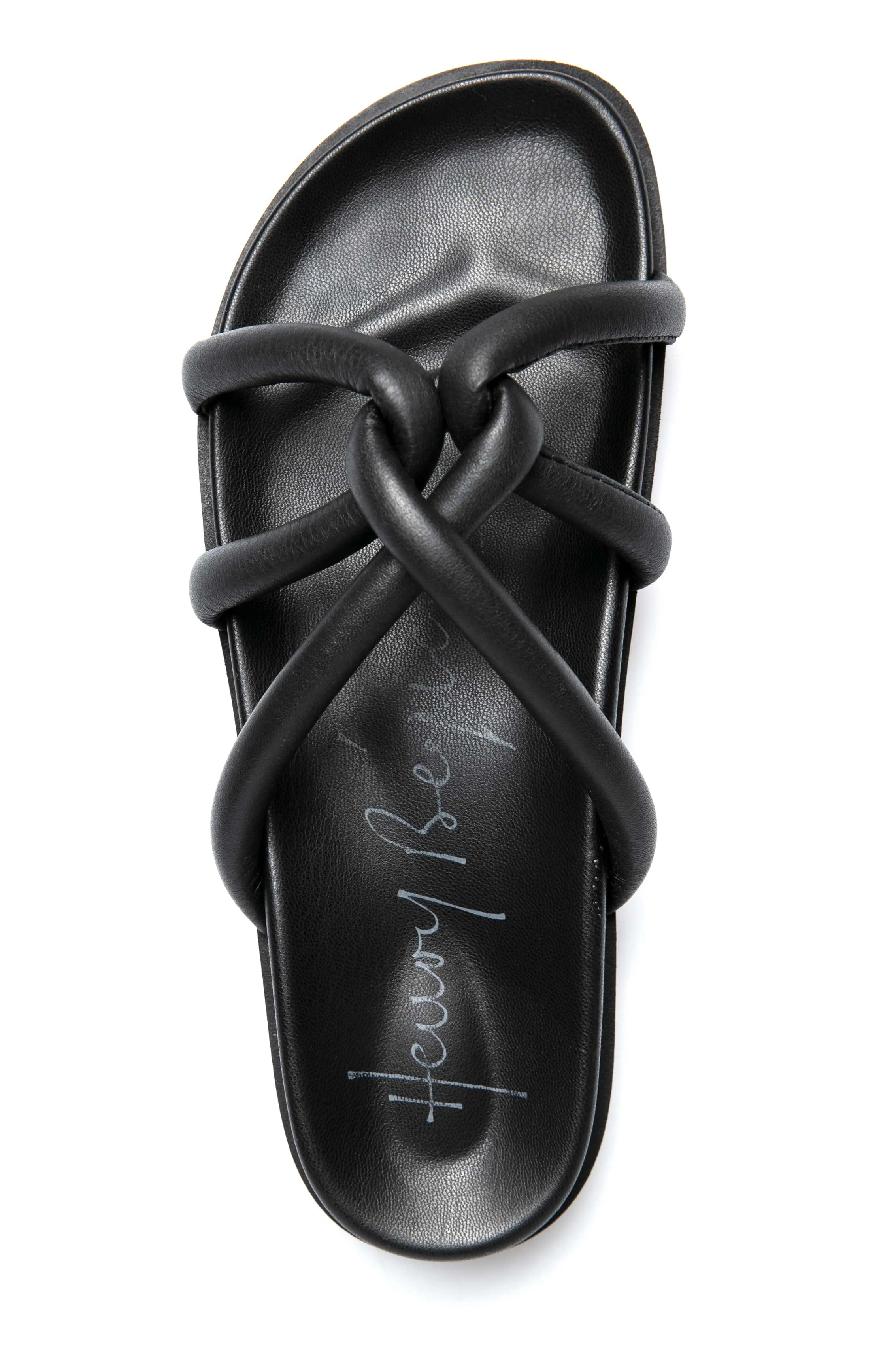 Leather Nodo Slide Sandal in Cervo Nero