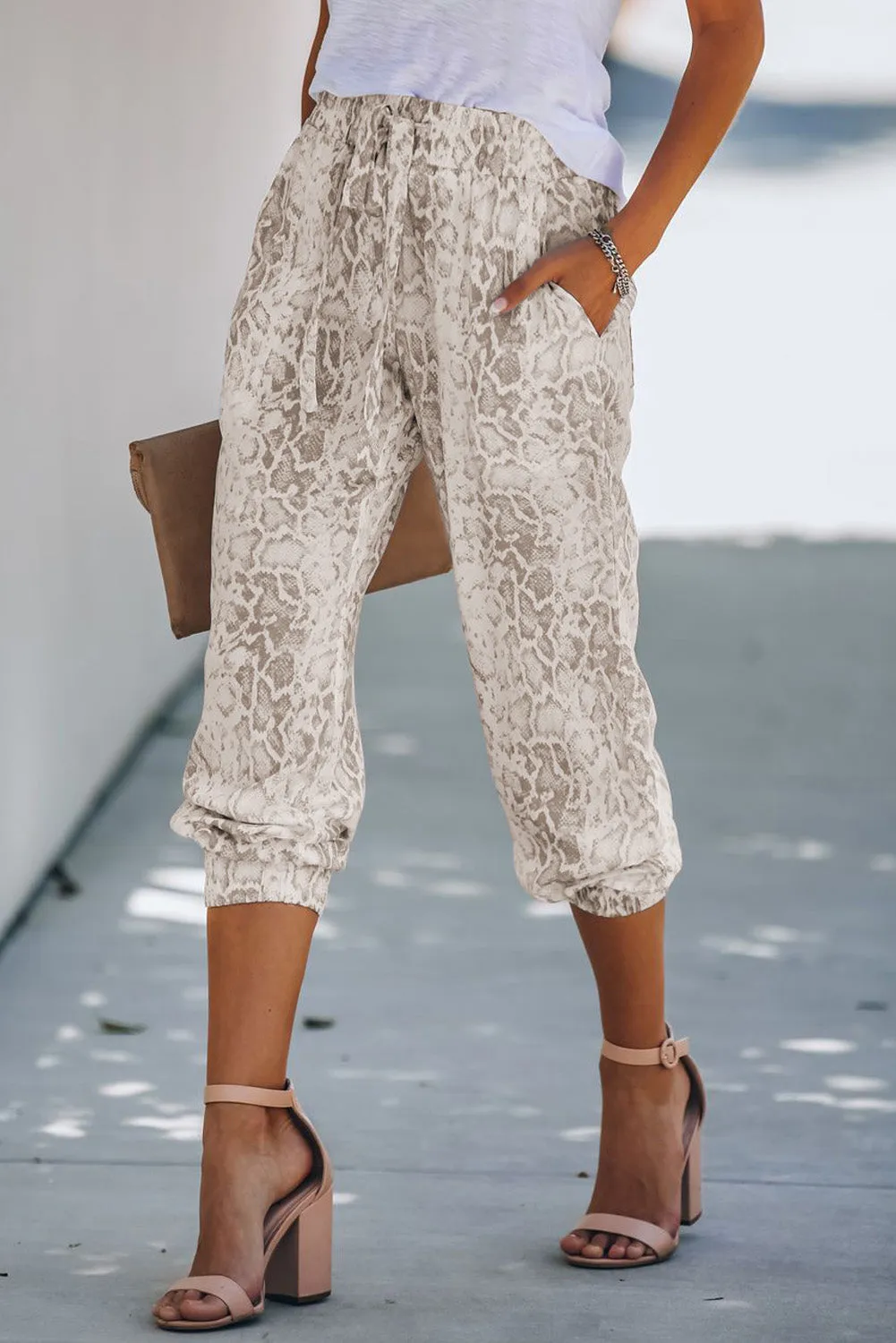 Leopard Print Drawstring Joggers