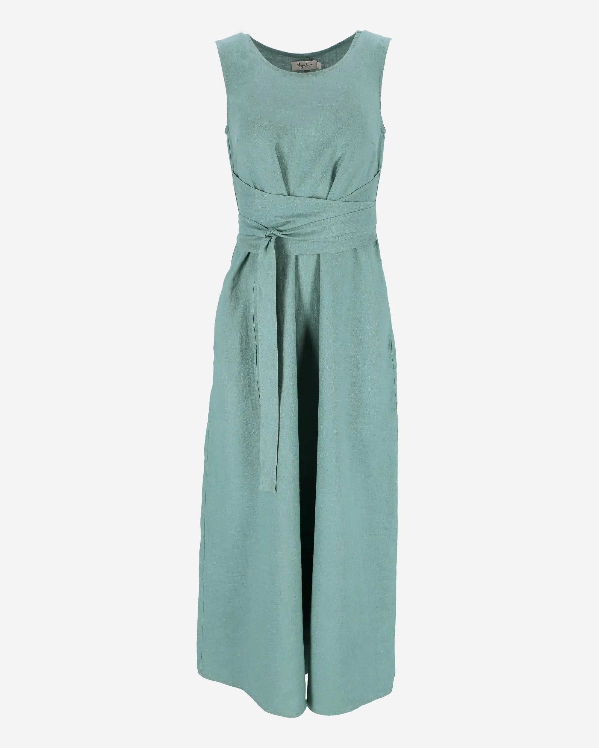 Long linen dress BORACAY in Teal blue