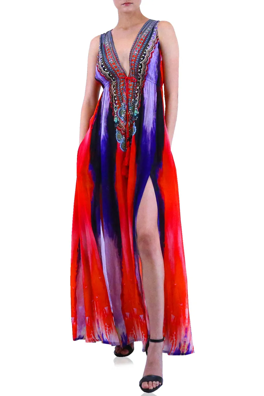Long Maxi Red Cocktail Dress