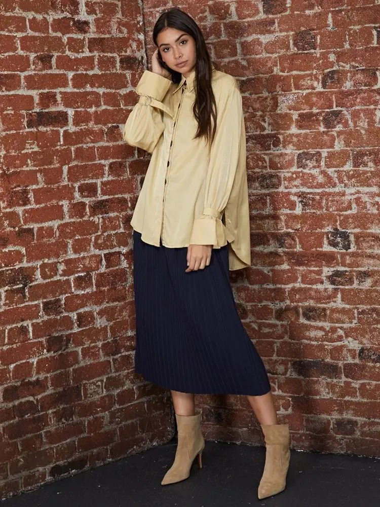 <b>Ghospell</b> Raid Pleated Midi Skirt
