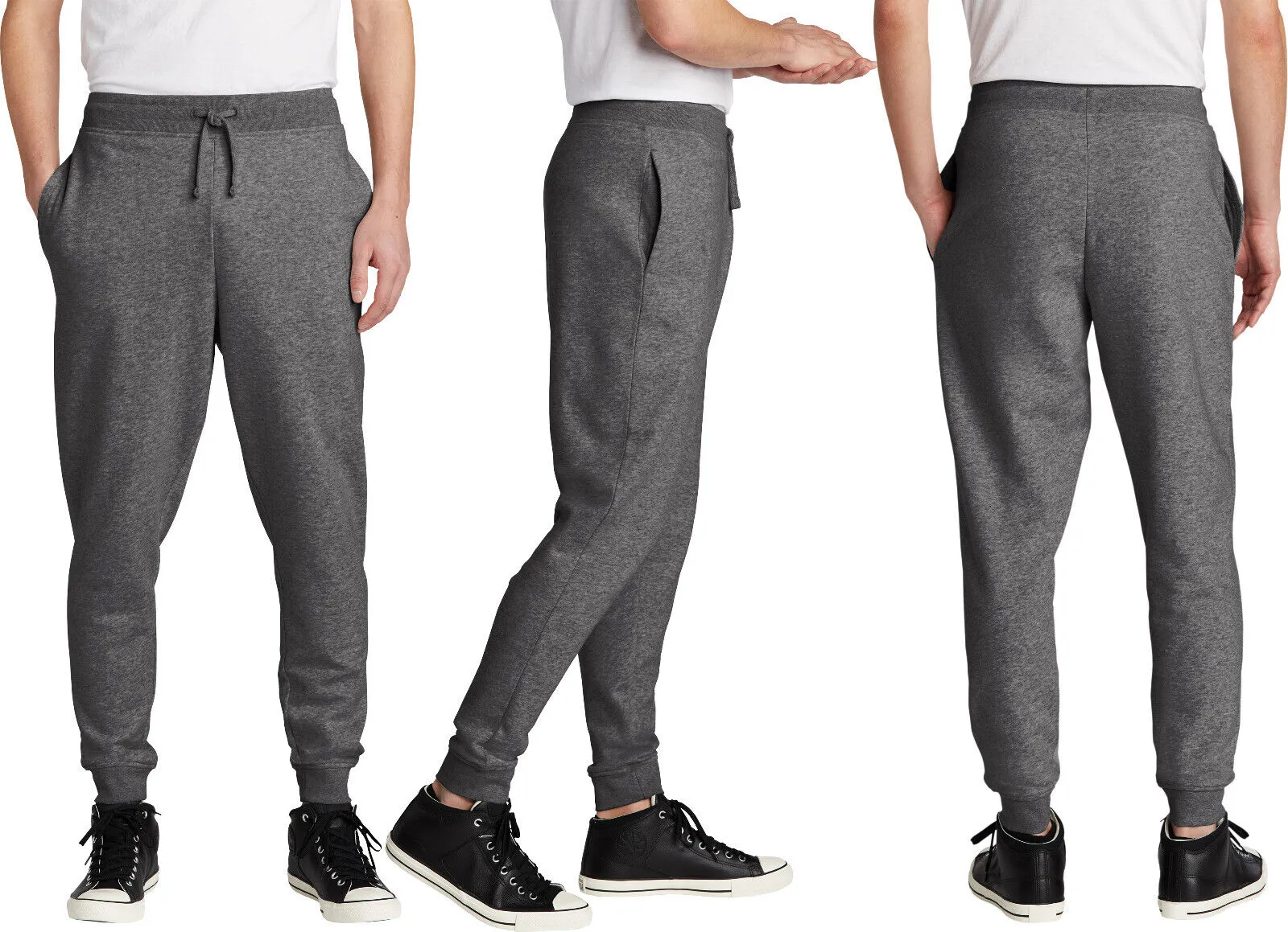 Mens Fleece Joggers Comfortable Soft Blended Sweatpants With Pockets XS-4XL NEW!