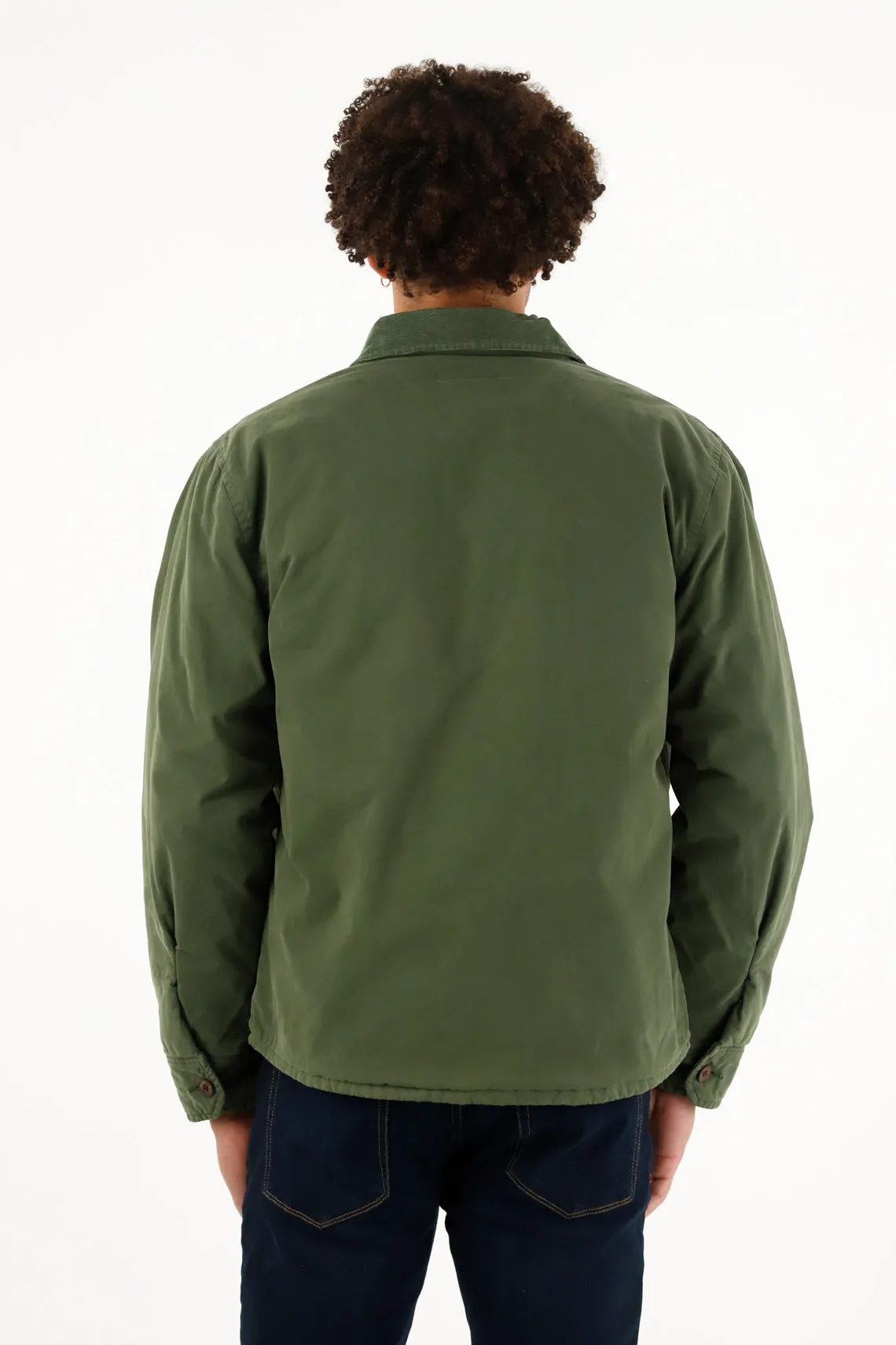 Men's Green Jacket with Patch Pockets