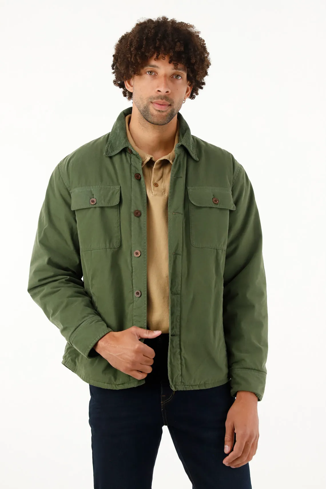 Men's Green Jacket with Patch Pockets
