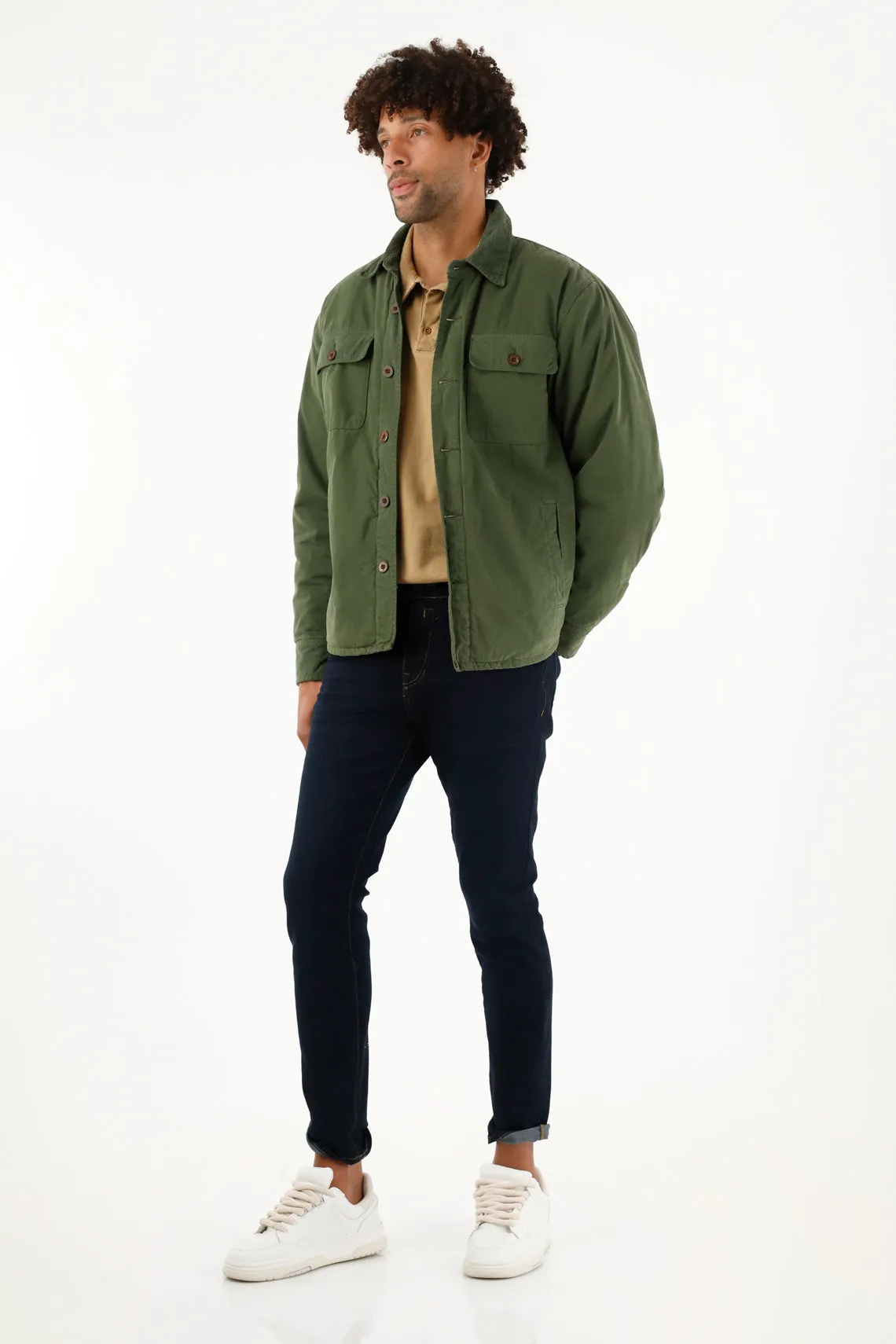 Men's Green Jacket with Patch Pockets