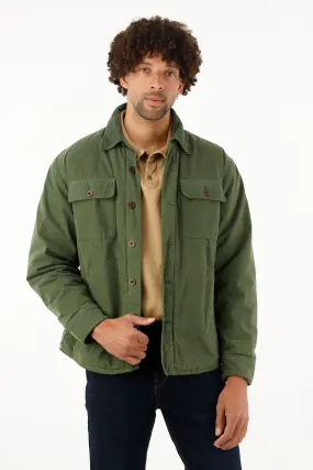 Men's Green Jacket with Patch Pockets