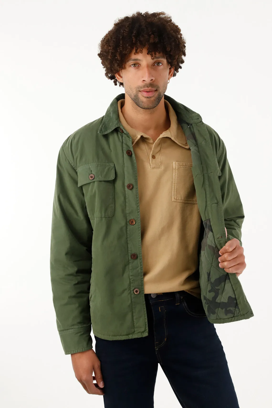Men's Green Jacket with Patch Pockets