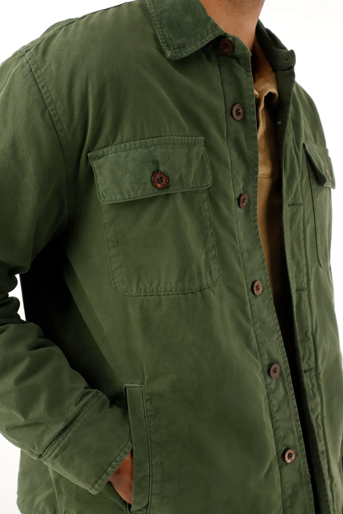 Men's Green Jacket with Patch Pockets