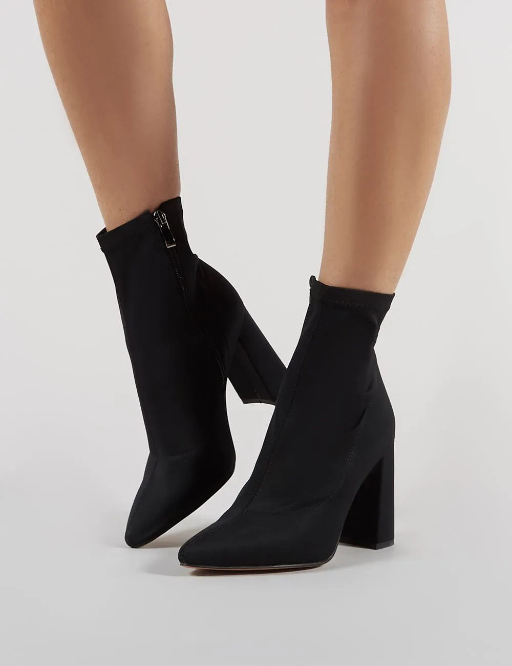 Midi Sock Fit Boots in Black