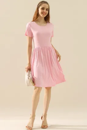 Midi Summer Dress Ruched with Pockets