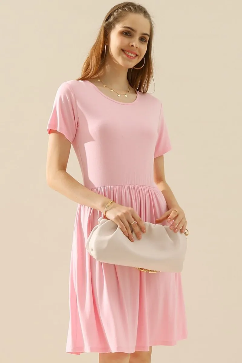 Midi Summer Dress Ruched with Pockets