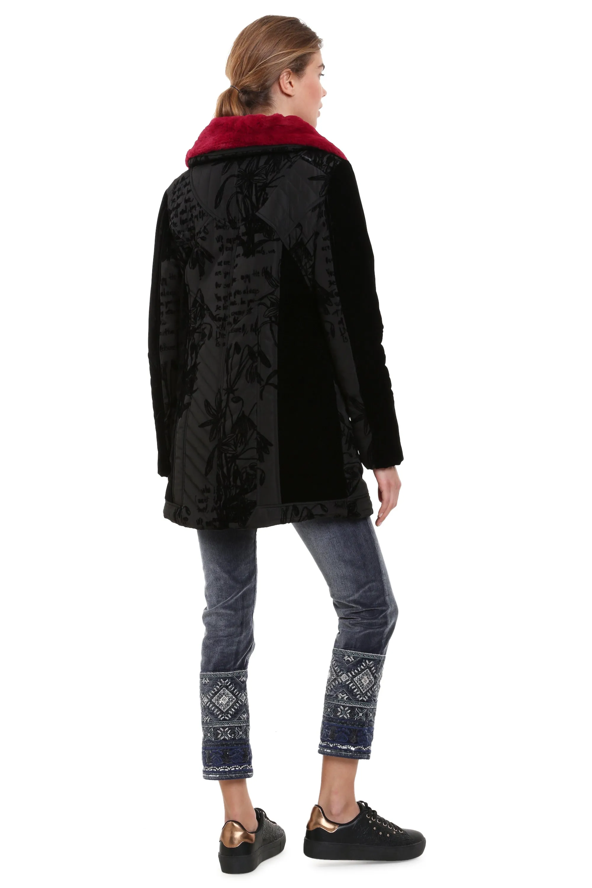 Morgan Padded Coat Jacket Faux Fur Collar Desigual Style 18WWEWBG