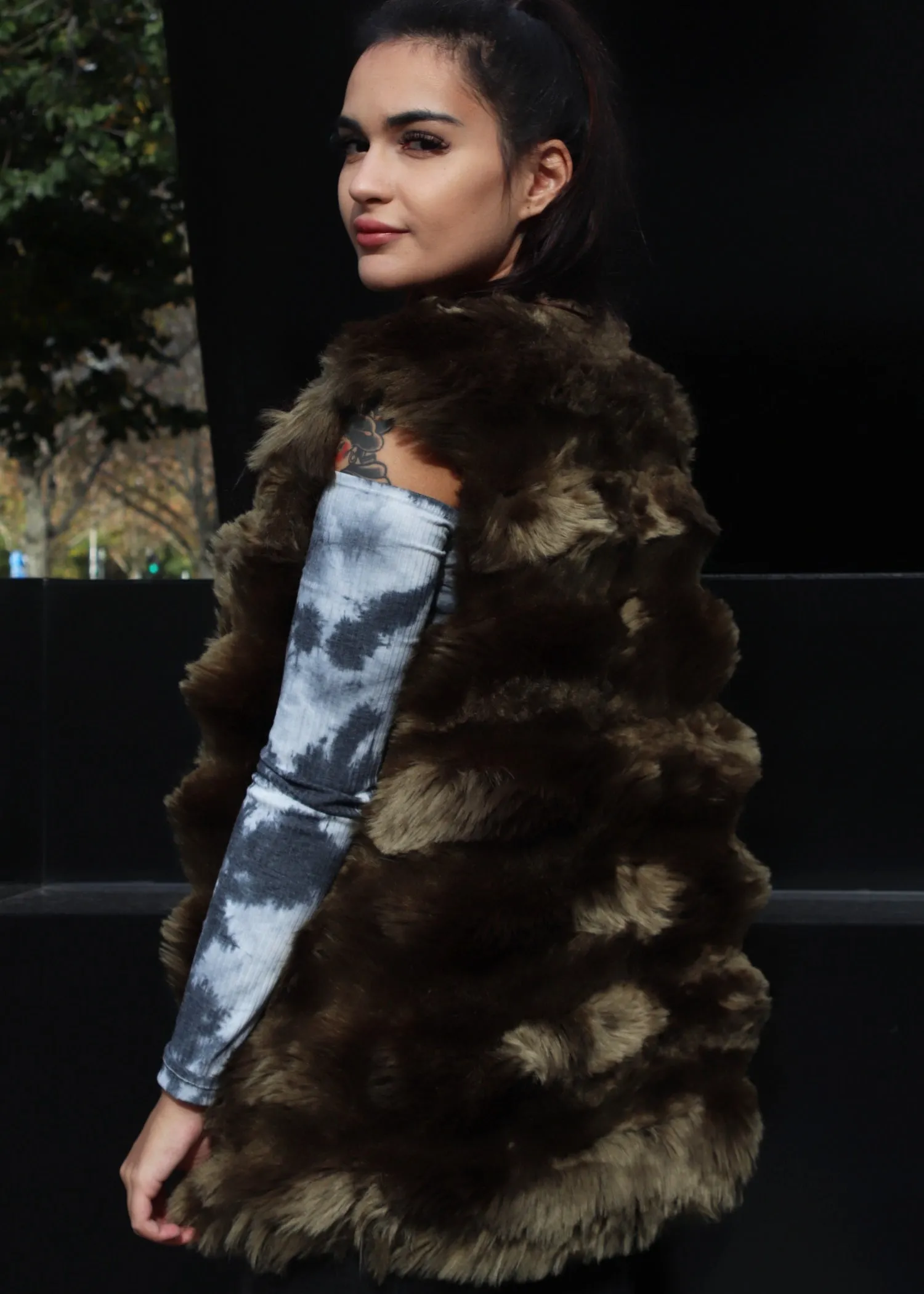 Olive Faux Fur Vest