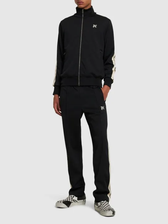 Palm Angels   Monogram zip-up tech track sweatshirt 