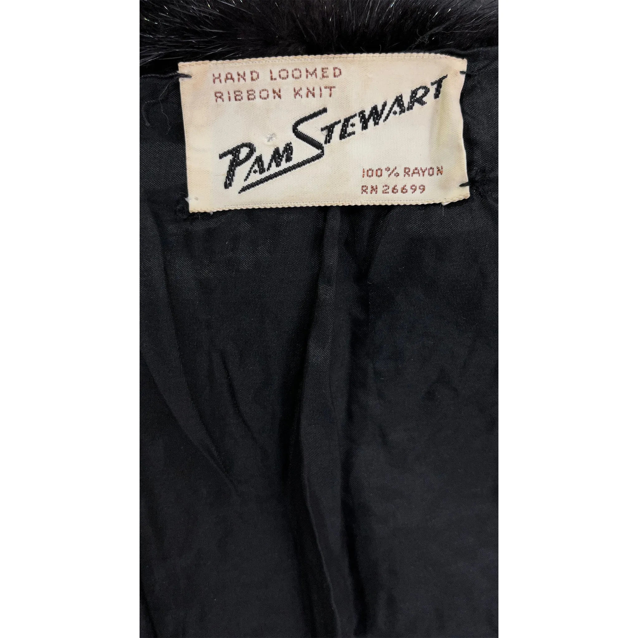 Pam Stewart Jacket Crop 3/4 Sleeves Fur Collar Black Size S/ M SKU 000042-3