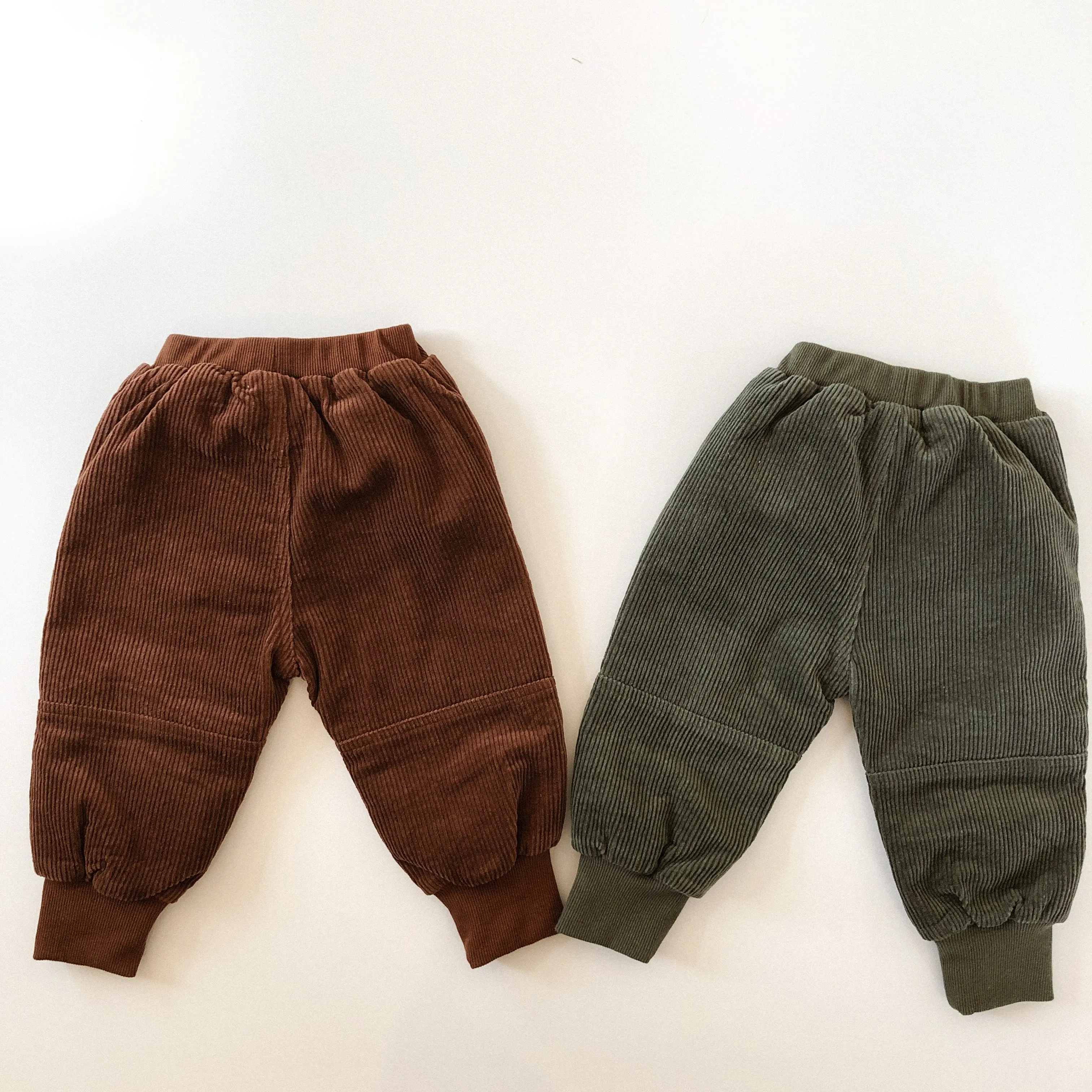 Panelled Corduroy Pants with Ribbed Cuffs