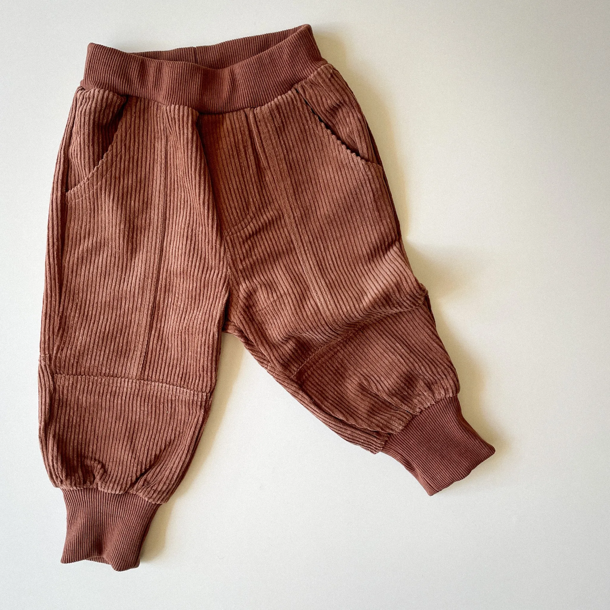 Panelled Corduroy Pants with Ribbed Cuffs