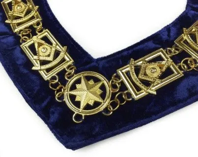 Past Master Square chain Collar - Gold/Silver on Blue   Free Case