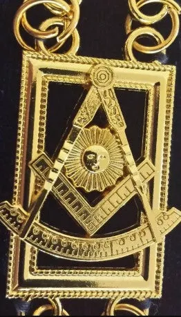 Past Master Square chain Collar - Gold/Silver on Blue   Free Case
