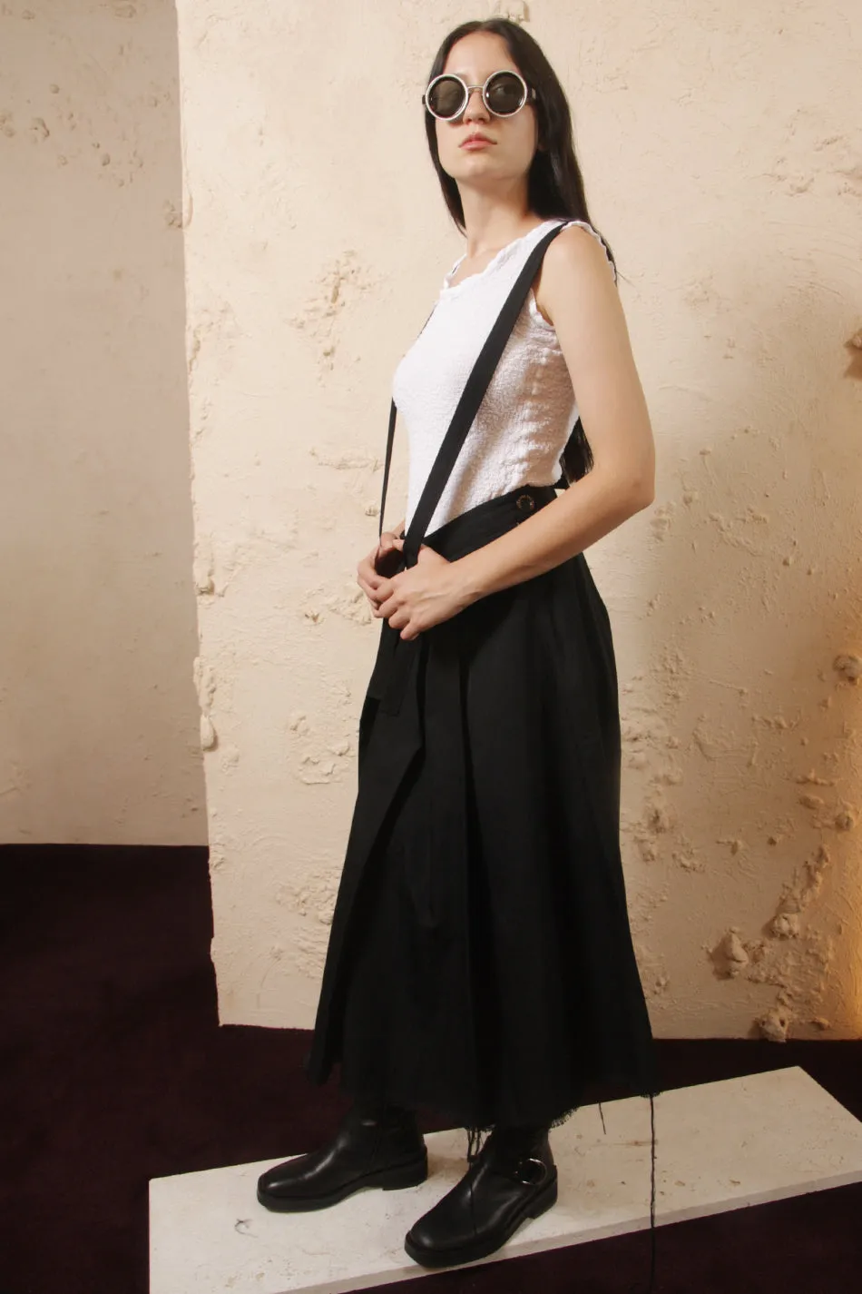 Pleated Suspender Skirt