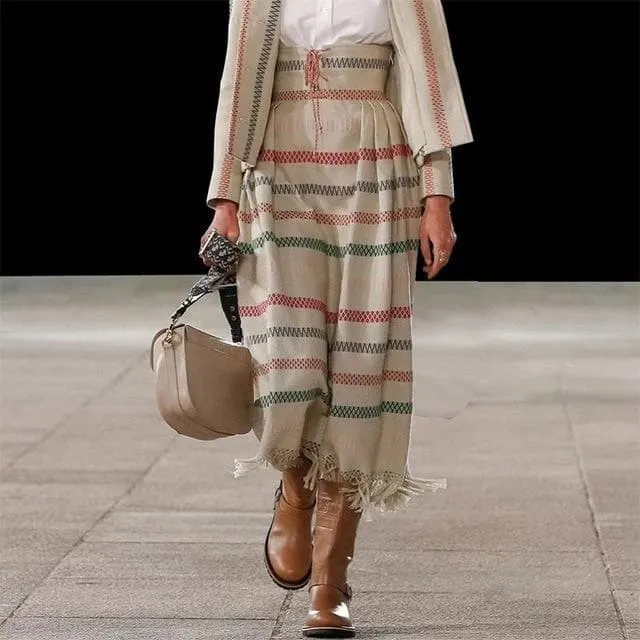 PLEATED TASSEL HIGH WAIST